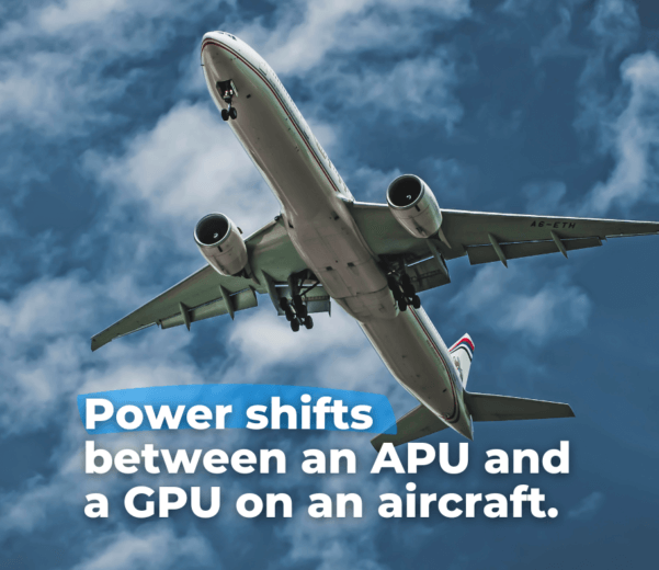 Power shifts between an APU and a GPU on an aircraft